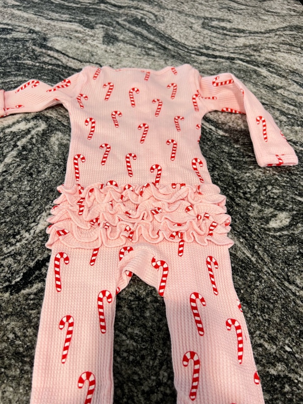 Pink Candy Cane Footed One-Piece Pajama for Kids - Picture 2 of 4